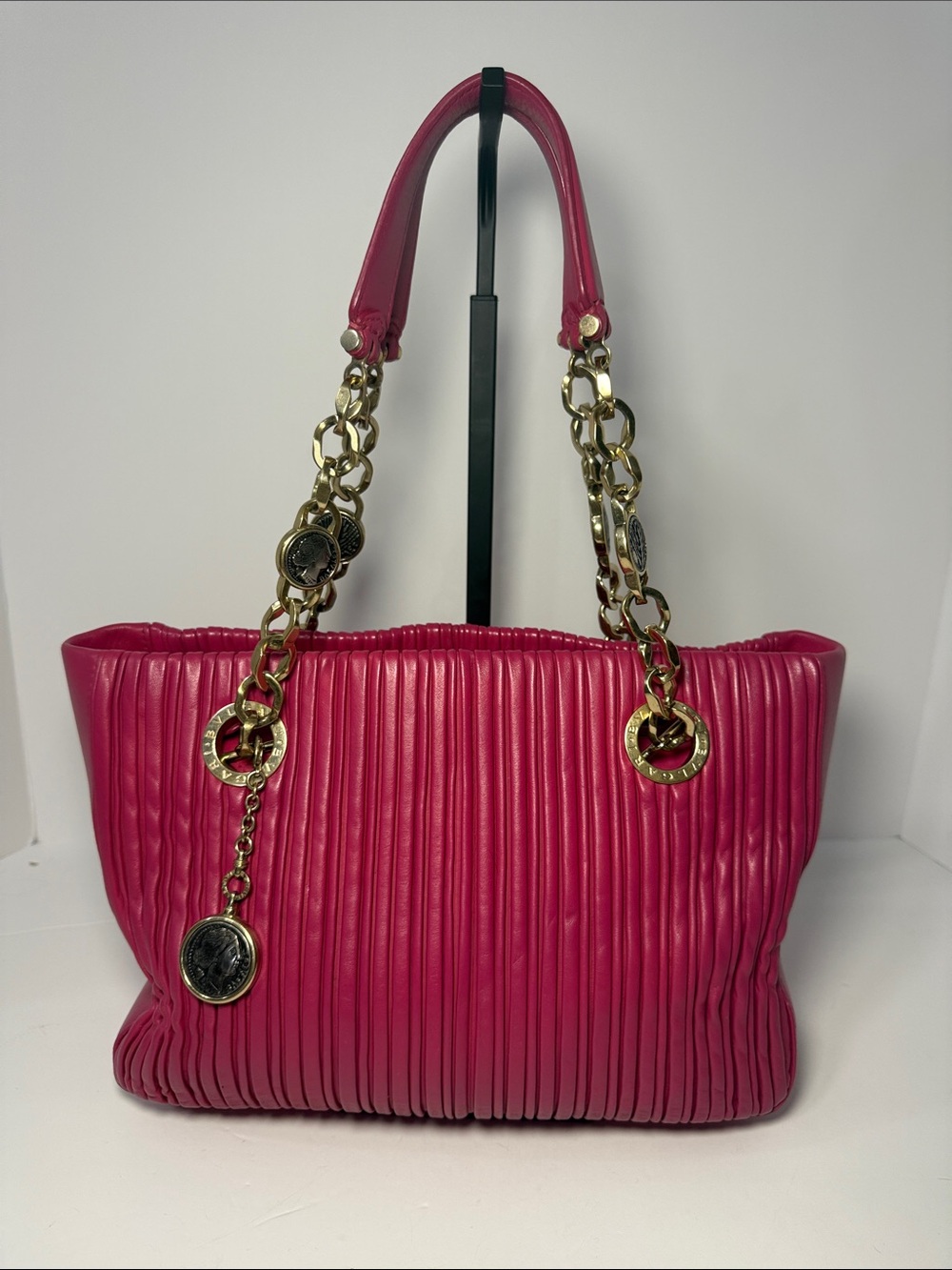 BVLGARI Monte Plissé Tote Bag – Pink Pleated Nappa Leather - Picture 3 of 13